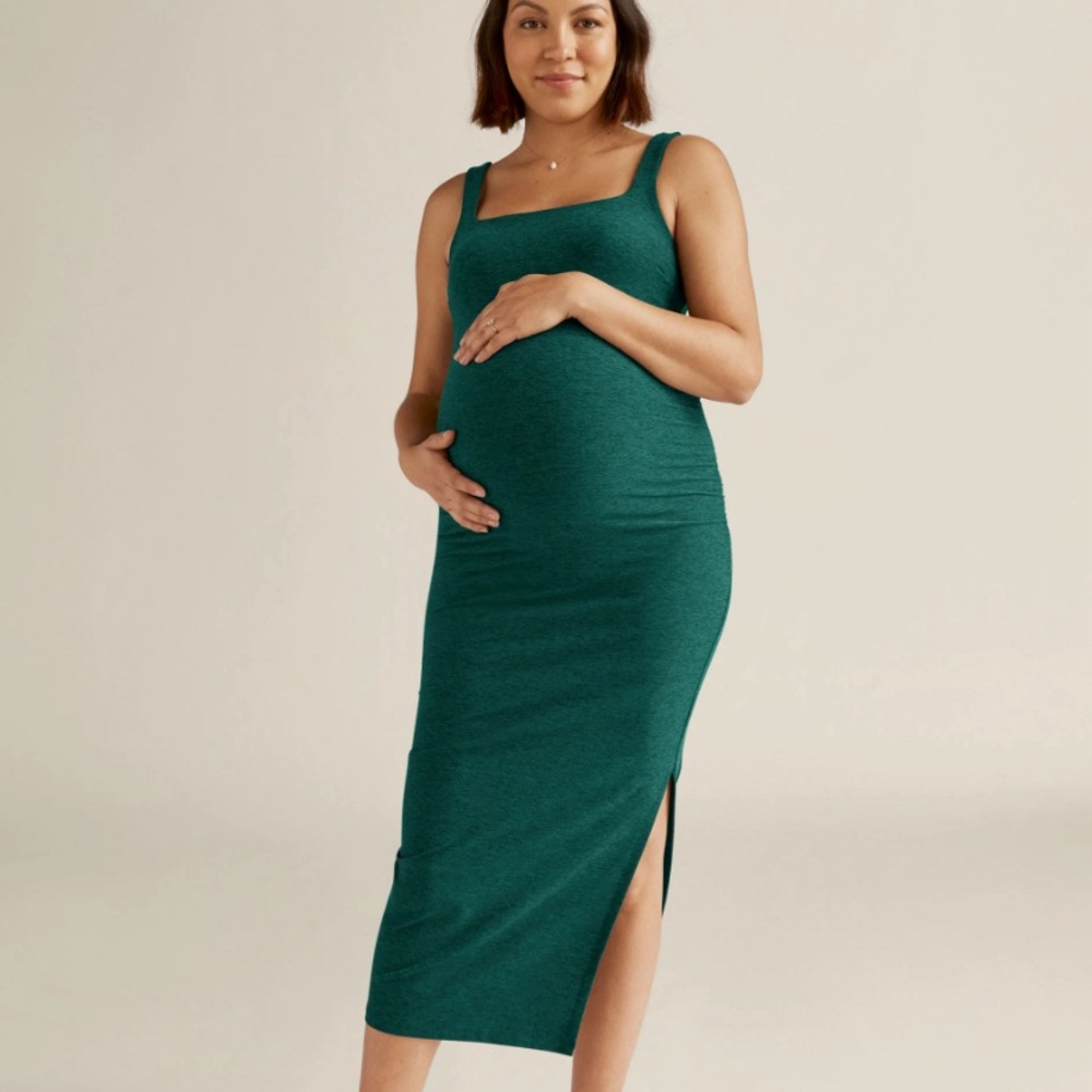 Beyond Yoga beyond the bump space dye icon maternity dress lunar teal size small